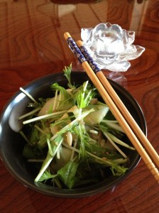 okinawa summer salad with lotus candle