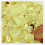 cooking the yuugao in coconut milk